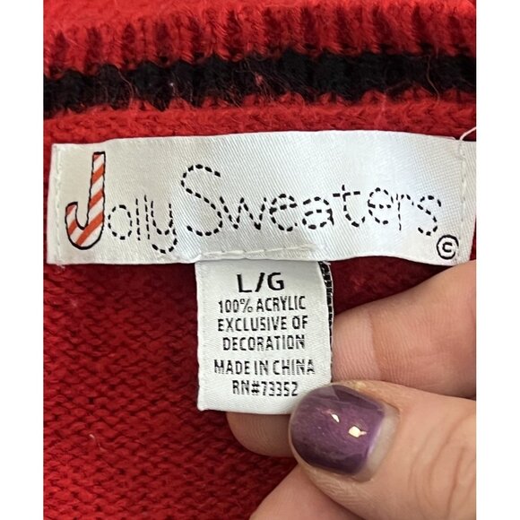 Jolly Sweaters Christmas Sweater Red Sz Large Gingerbread Man Theme - Picture 9 of 9